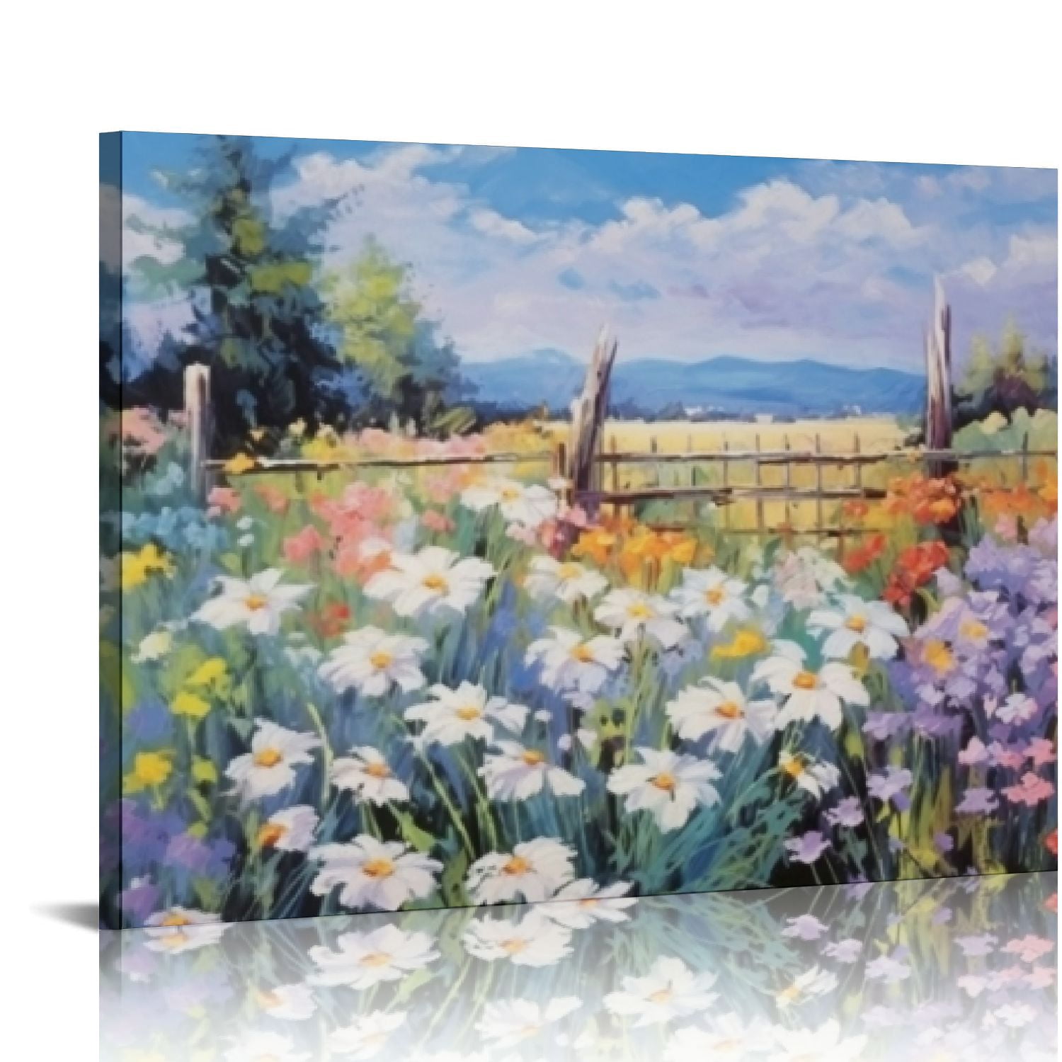 Nawypu Flowers Wall Art Colorful Landscape Canvas Painting Natural ...