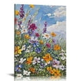 thumbnail image 1 of Nawypu  Flowers Wall Art Daisy Colorful Canvas Floral Pictures Spring Purple Painting, Landscape Artwork Framed for Living Room Bedroom Bathroom Dinning Room Kitchen Office Home Decor, 1 of 5