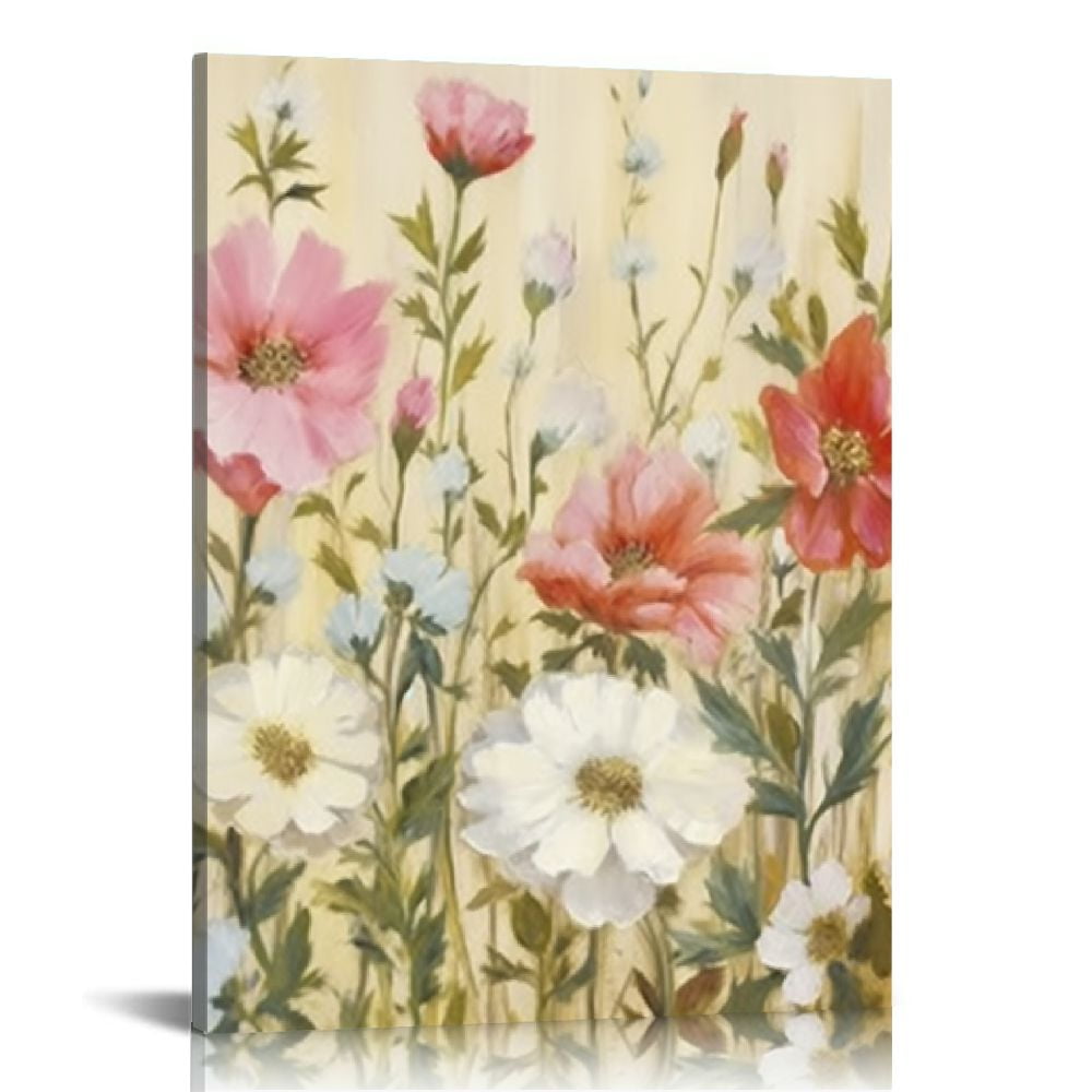 Nawypu Flowers Wall Art Pink White Floral Canvas Pictures Elegant ...