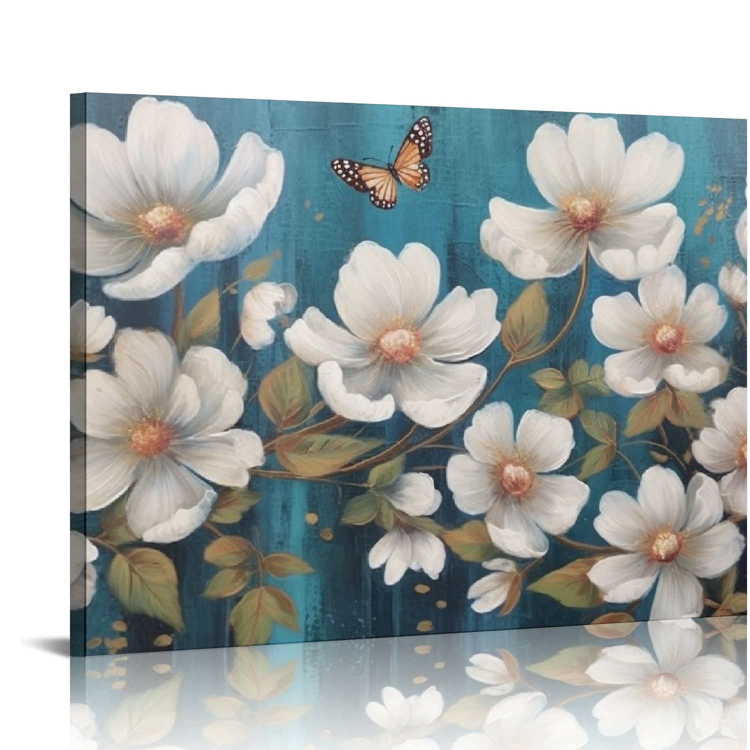Nawypu Flowers Wall Art Rustic Floral Buttefly Canvas Pictures for ...