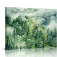 thumbnail image 1 of Nawypu Foggy Forest Wall Art Prints Watercolor Mountain Canvas Wall Decor Landscape Nature Poster Wall Art Abstract Tree Pictures Artwork Modern Painting for Living Room Bedroom Unframed, 1 of 4