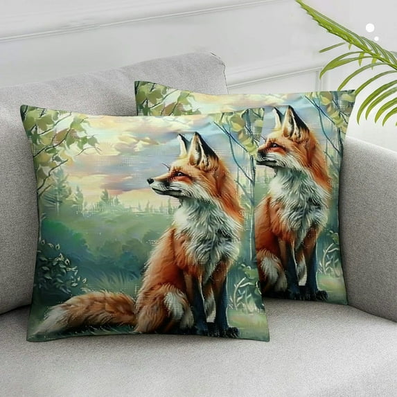 Awypu Forest Animals Pillow Covers Set of 2 Deer Fox Rabbit Bear Decorative Pillows Case Outdoor for Couch Sofa Room Home Decor