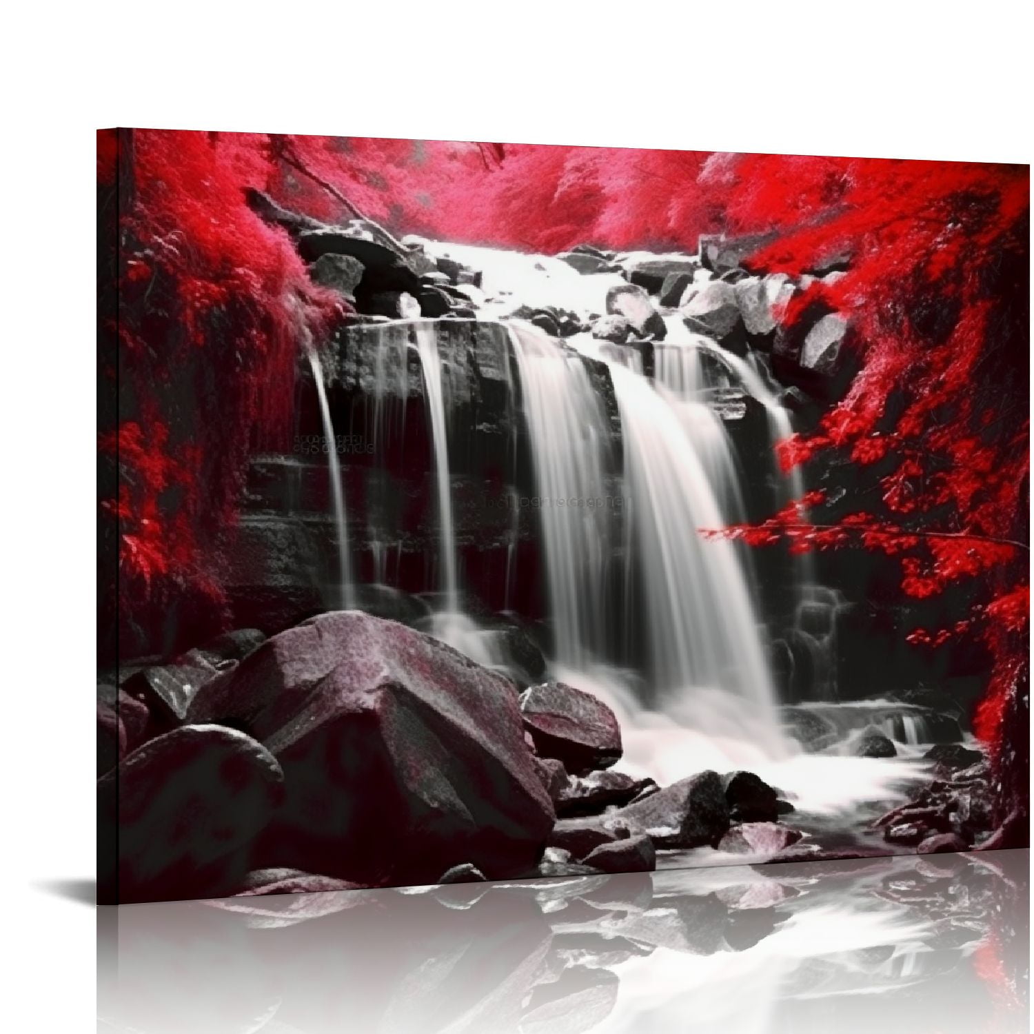 Nawypu Forest Canvas Wall Art Red and Black Bathroom Wall Decor Fall ...