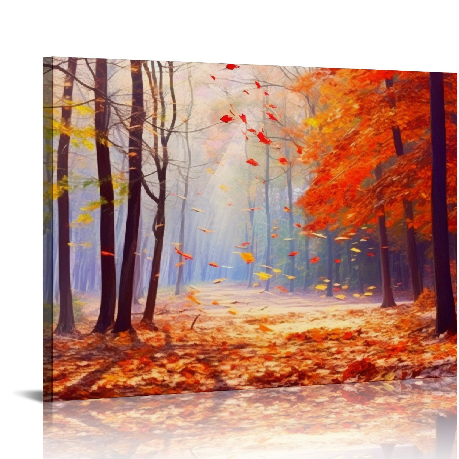 Nawypu Forest Wall Art Modern Canvas Painting Red Maple Trees Prints ...