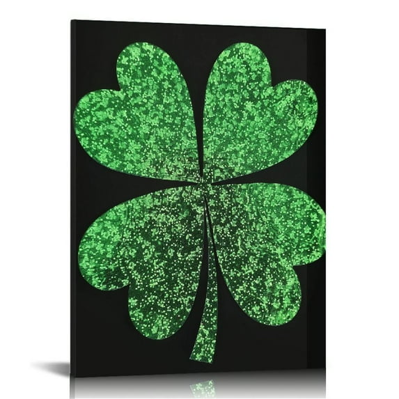 Nawypu Four Leaf Clover Lucky Canvas Hanging Picture Vintage Wall Artwork Painting Poster Home Decor Frame-Style