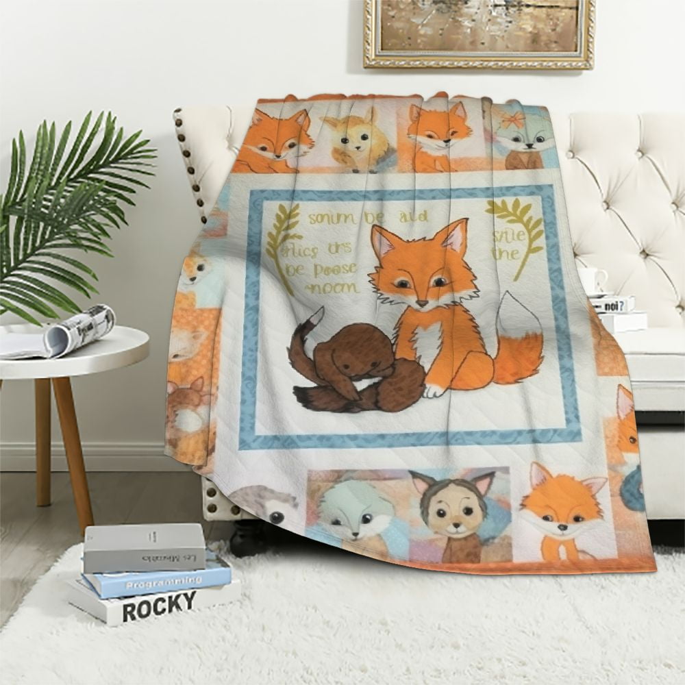 Nawypu Fox Blanket Cartoon Foxes Throw Blankets for Girls Super Soft