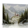 thumbnail image 1 of Nawypu  Frame Winter Wall Art Snow Tree Canvas Wall Decor Snowing village Hang Artwork Christmas Gift Prints Snowy Mountains and Castle painting for Rustic House Living Room 20x16 inch, 1 of 4