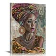 thumbnail image 1 of Nawypu Framed African American Wall Art, Canvas Painting Black and Gold Pink Woman Girl Retro Portrait Abstract Gold Earrings Necklace Poster Prints Artwork Modern Home Decor for Living Room Bedroom, 1 of 5