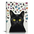 thumbnail image 1 of Nawypu  Framed Black Cat Black Cat With Butterfly Art Print，Set Of  Watercolor Kitty Poster，Ready to Hang Kitten Animal Canvas Wall Art For Living room,Bedroom Decor,, 1 of 4