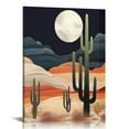thumbnail image 1 of Nawypu  Framed Canvas Print Wall Art Cactus Desert Mountain Range Nature Wilderness Illustrations Decorative Bohemian Rustic Mid-Century Modern Desert Landscape for Bedroom NATURAL, 1 of 4