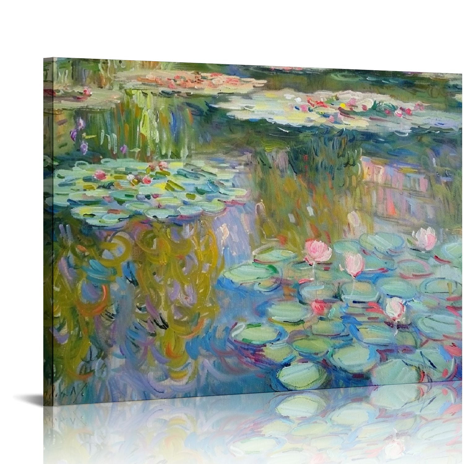 Nawypu Framed Canvas Print Wall Art Claude Monet Watercolor Water ...