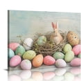 thumbnail image 1 of Awypu  Framed Canvas Print Wall Art Pastel Easter Bunny &amp; Eggs in Mossy Grass Celebrations &amp; Holidays Animals Photography Realism Chic Scenic Colorful for Living Room, Bedroom, Office, 1 of 6