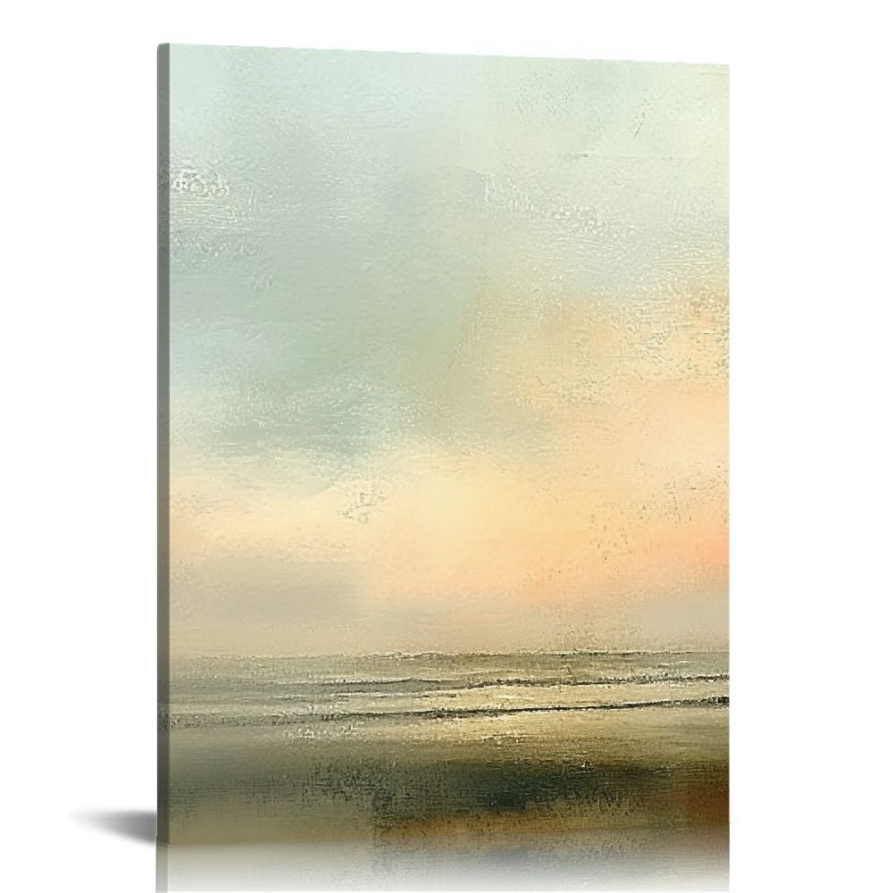 Nawypu Framed Canvas Print Wall Art Set Minimal Pastel Sunset Desert ...