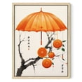 thumbnail image 1 of Nawypu  Framed Canvas Print Wall Art Watercolor Chinese Style Persimmon & Umbrella Nature Wilderness Illustrations Modern Art Colorful Pastel for Living Room, Bedroom, Office, 1 of 4