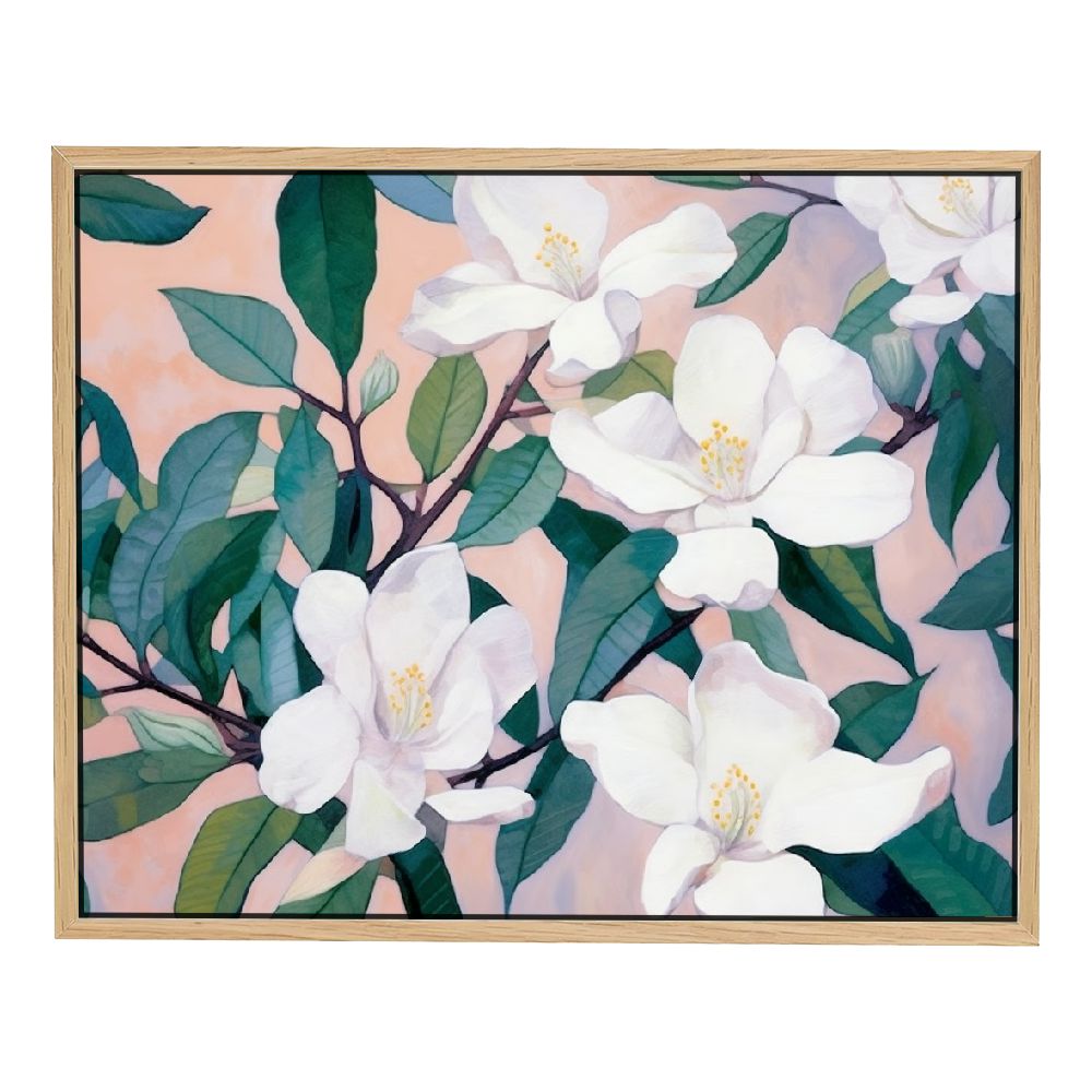 Nawypu Framed Canvas Print Wall Art Watercolor White Jasmine Floral ...