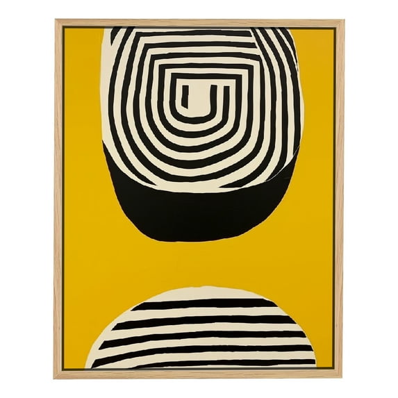 Nawypu Framed Canvas Print Wall Art Yellow Color Block & Fingerprint Shape Geometric Patterns Illustrations Modern Art Chic Relax/Calm Ultra for Living Room, Bedroom, Office - Natural