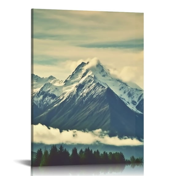 Nawypu - Framed Canvas Wall Art - New Zealand Scenic Mountain Landscape Shot at Mount Cook National Park. - Modern Home Art Stretched and Framed Canvas Ready to Hang - 16x20 inch