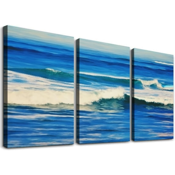 Nawypu Framed Canvas Wall Art Print On Canvas California Coastline Pictures Posters Artwork for Living Room Bedroom Ready to Hang Wall Decor 12''x16''X3 Panels