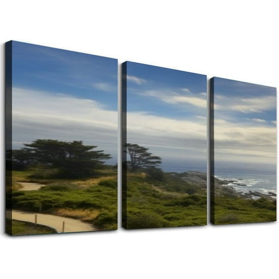 Nawypu Framed Canvas Wall Art Print On Canvas Carmel California Pictures Posters Artwork for Living Room Bedroom Ready to Hang Wall Decor 12''x16''X3 Panels