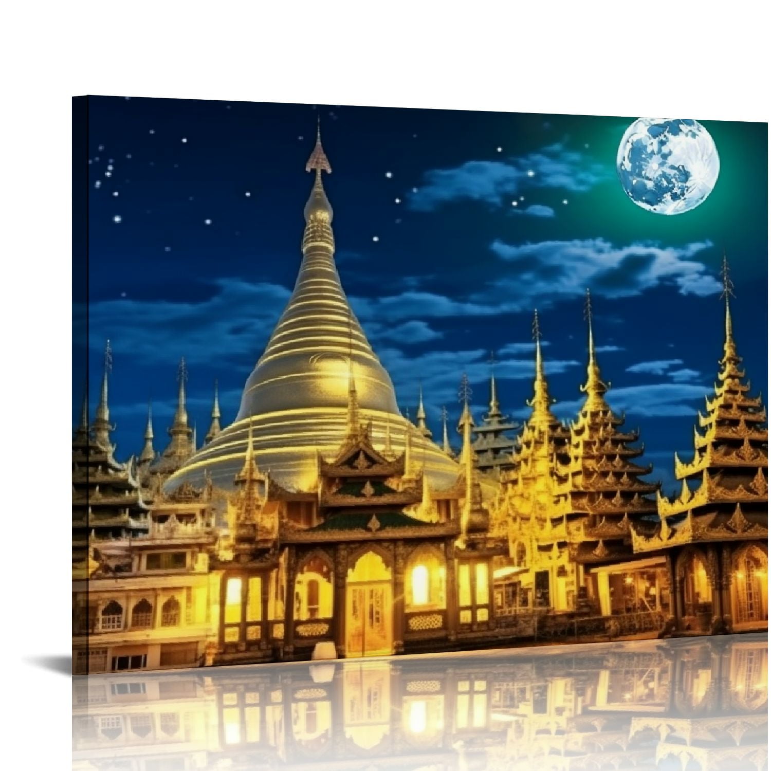 Nawypu Framed Canvas Wall Art Yangon Myanmar View of Shwedagon Pagoda ...