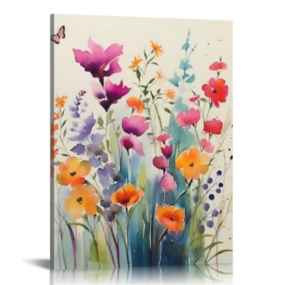 Nawypu Framed Colorful Wildflower Canvas Wall Art Flowers Pictures ...