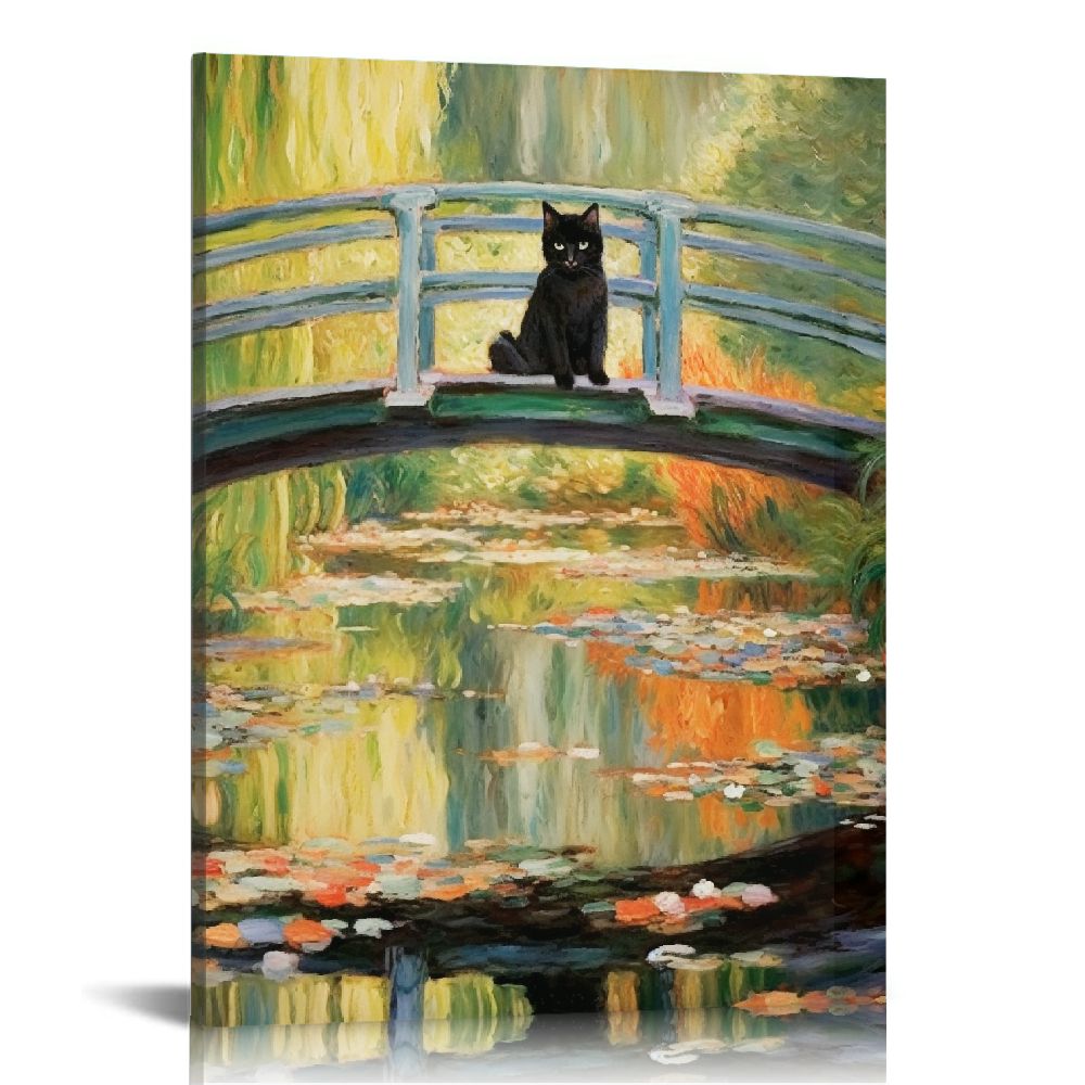 Nawypu Framed Funny Black Cat Wall Art Canvas Print Artwork Cat Lover ...