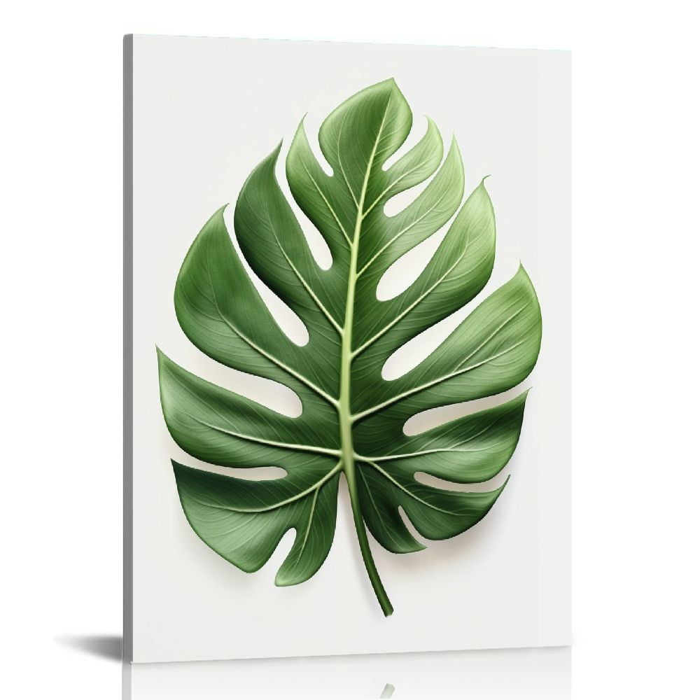Nawypu Framed Green Leaves Canvas Wall Art Abstract Watercolor Pictures