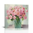 thumbnail image 1 of Nawypu Framed Pink Flowers Canvas Prints Wall Art s in Vase Wall Decor Nature Rustic Woman Home Decor Painting Picture for Bathroom Bedroom Living Room Ready To Hang, 1 of 4