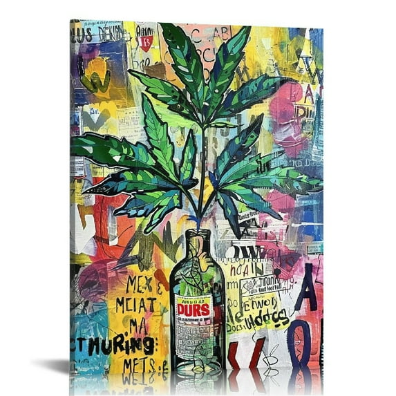 Nawypu Framed Set of  Fashion Modern Graffiti Wall Art Colorful Street Art Canvas Painting - Perfume Bottle Posters Banksy Colorful Print Pop Art Pictures - Wall Decor -