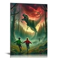 thumbnail image 1 of Nawypu  Frank Frazetta T Rex Swamp Dinosaur Science Fiction Fantasy Artwork Artist SciFi Comic Book Cover Retro Vintage Tyrannosaurus Rex Stretched Canvas Art Wall Decor, 1 of 5