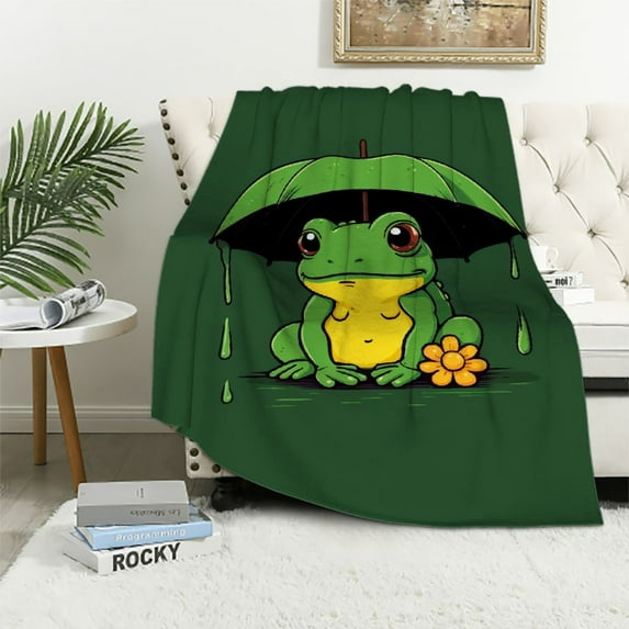 Nawypu Frog Blanket - Soft Fuzzy Throw Blankets for Girls - Small Size Blanket for Bed & Couch - Green Cute Throws Gifts