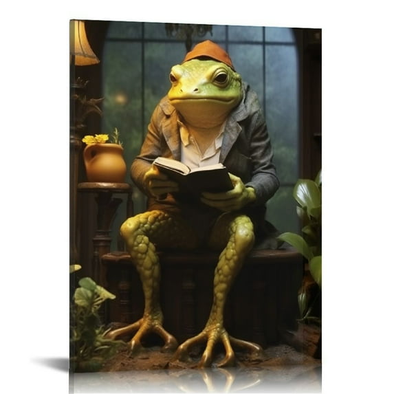 Nawypu Frog Travel Poster Vintage Frog Canvas Wall Art Cute Animal Froggy Prints Painting Positive Quote Affirmation Print Wall Decor for Bedroom