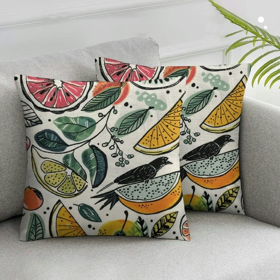 CMMY Fruit Watermelon Kiwi Throw Pillow Covers Pillow Cases Square Decorative Pillow Covers Soft Cushion Covers for Couch Sofa Bed Home Farmhouse Living Room Decoration Pillowcases,Set of 2