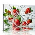 thumbnail image 1 of Nawypu Fruits Canvas Wall Art Strawberry Water Splash Picture Prints Modern Restaurant Kitchen Artwork Framed Ready to Hang Strawberry, 1 of 5