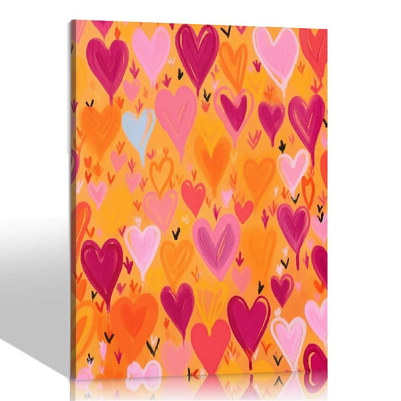 Nawypu Funky Heart Watercolor Poster Canvas Wall Art for Home/Office/Bedroom Decor - Heart Love aesthetics Teen girl Pink Orange Living Room Decoration Prints 16x20in