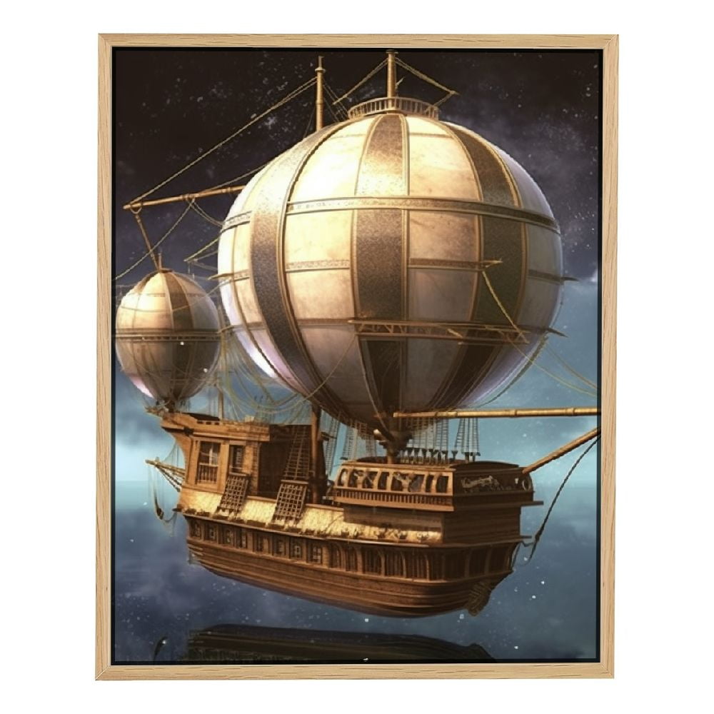 Nawypu Funny 3D Vintage Steampunk Airship Canvas Prints Wall Art Decor ...
