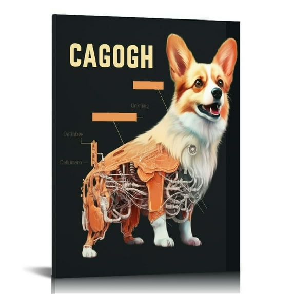 Nawypu Funny Anatomy of A Corgi Canvas Wall Art Prints Dog Themed Art Decor for Home Bedroom Living Room Bedroom Dorm Decor,Dog Lover Corgi Owners Girls Women Gifts，