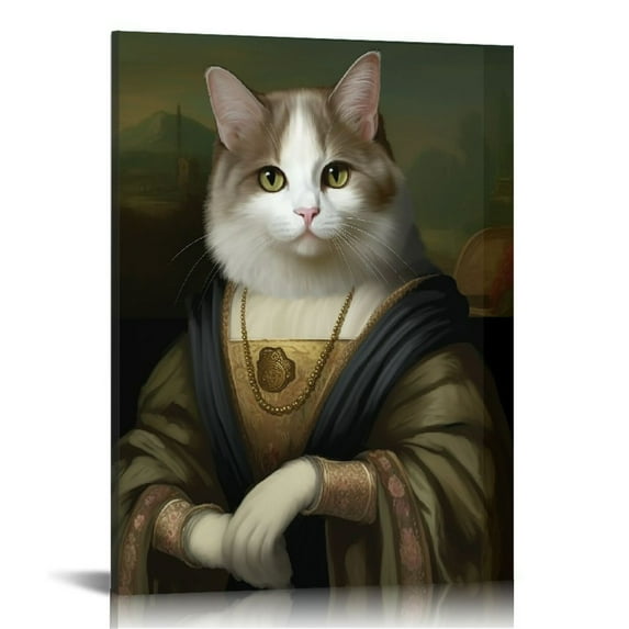 Nawypu Funny Bathroom Wall Art Abstract Canvas Print Vintage Famous Painting Animal Cat Poster Framed Artwork for Bedroom Living Room Office