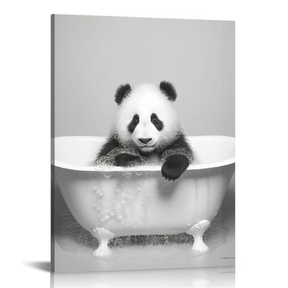 Nawypu Funny Bathroom Wall Art Panda Bathroom Wall Decor Black And ...