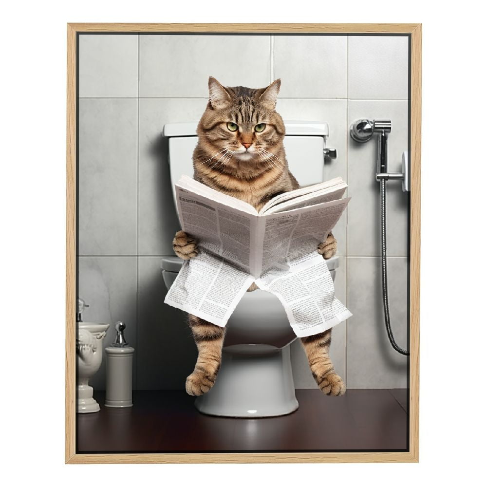 Nawypu Funny Cat Bathroom Decor Wall Art Cute Cat Art Pictures Wall ...