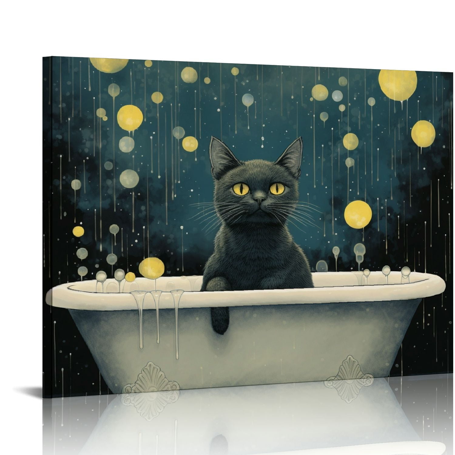 Nawypu Funny Cat Bathroom Wall Art Cat in Bathtub Pictures Wall Decor