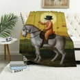 thumbnail image 1 of Nawypu  Funny Cat Throw Blanket Ultra Soft Warm All Season The Cat Cowboy on a Horse Decorative Blankets for Bed Chair Car Sofa Couch Bedroom, 1 of 6