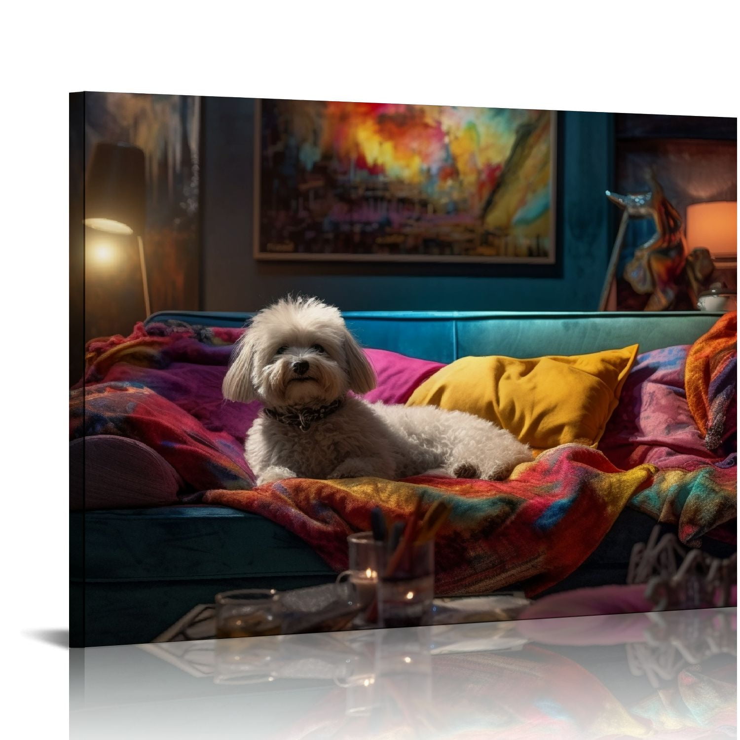 Nawypu Funny Dogs Playing Video Games Livingroom Pet Portrait, Designed