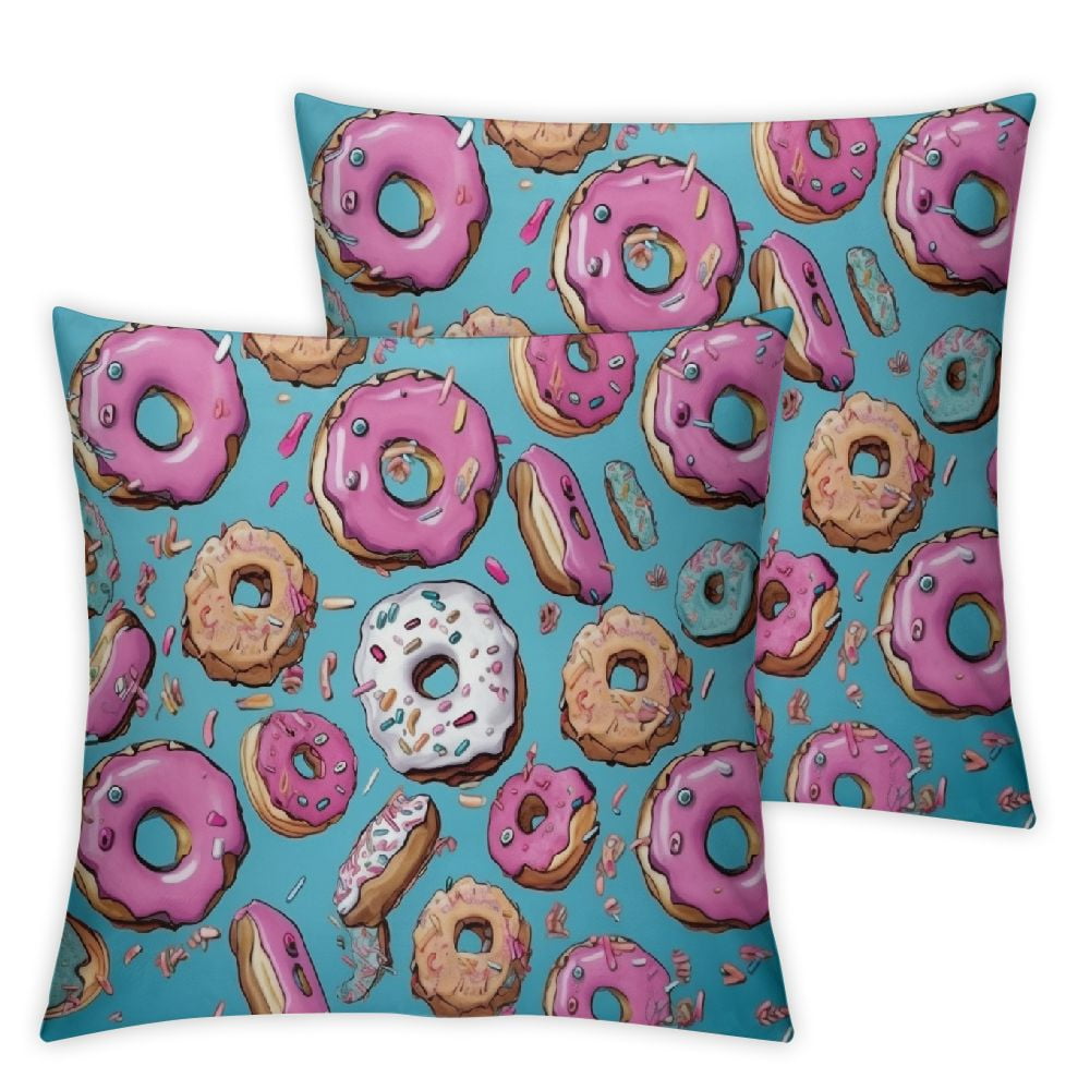 Nawypu Funny Doughnut Pattern Throw Pillow Covers Decorative Square