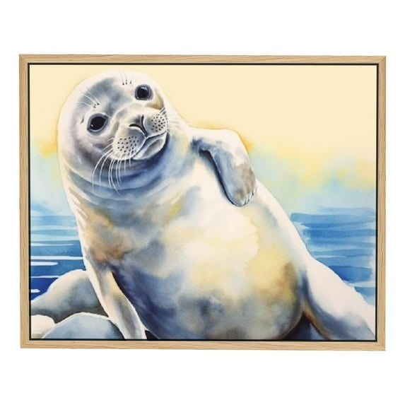 Nawypu Funny Seal Cub Watercolor Painting Decoration Canvas Art Poster and Wall Art Picture Print Bedroom Decor Posters