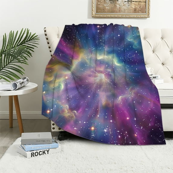Nawypu Galaxy Blanket Outer Space Universe Purple Nebula Gifts for Women Girls Boys Home Bedroom Decor Super Soft Cozy Lightweight Plush Flannel Throw Blanket for Birthday
