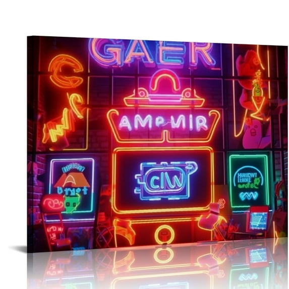 Nawypu Game Room Decor Colorful Video Gaming Canvas Wall Art Neon Gamer Wall Decor for Kids Boys Bedroom Teens Playroom Games Posters Prints Home Decoration Artwork Framed Ready to Hang