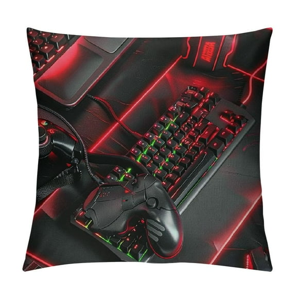 Nawypu Gamer Throw Pillow Cover Black Pillow Cover Modern Novelty Cushion Case Boys Teens Kids Electronic Game Console Player Gaming Decorative 