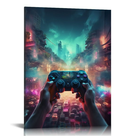 Nawypu Gaming Canvas Wall Art Prints Video Gamer Poster Gaming Decor for Boys Room Game Wall Decor Framed for Mens Bedroom Playroom Decoration Ready to Hang