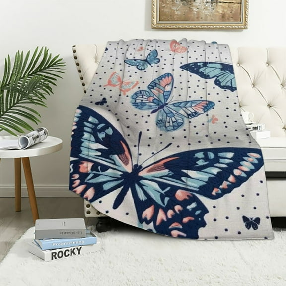 Nawypu Garden Purple Butterfly Sherpa Throw Blanket Soft Blankets and Throws Lightweight Plush Butterfly Gifts for Women Kids Girls Butterfly Lovers Gifts (Colorful Butterfly)